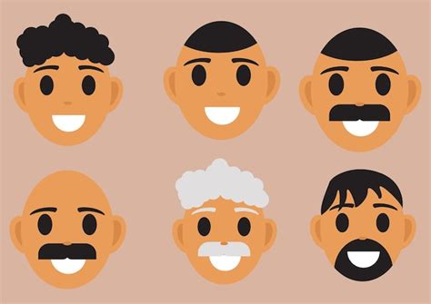 Иллюстрация многих типов мужских лиц | Премиум векторы