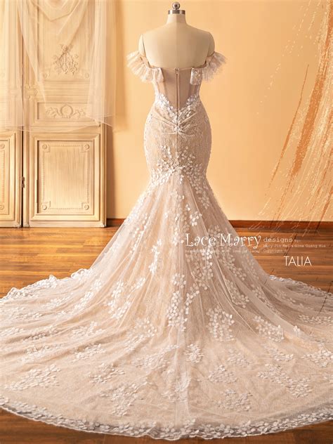 White And Gold Mermaid Wedding Dress