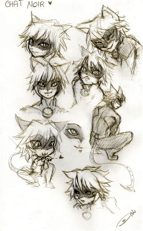 Cat Noir Sketch at PaintingValley.com | Explore collection of Cat Noir Sketch