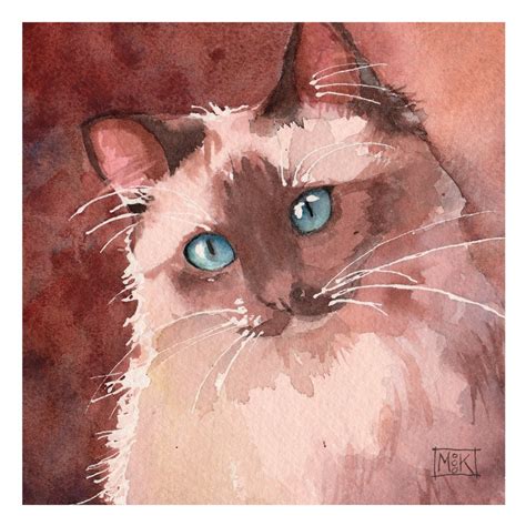 Cat Print Watercolor Watercolor Painting Cat Painting Cat - Etsy