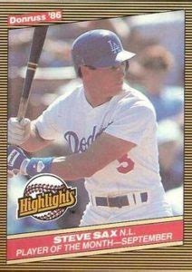 Steve Sax 1986 Donruss Baseball Card - 1980s Baseball