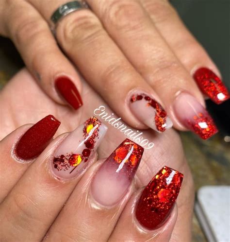 Ideias De Unha Vermelha Com Glitter - Unhas vermelhas com glitter: modernas e cheias de estilo