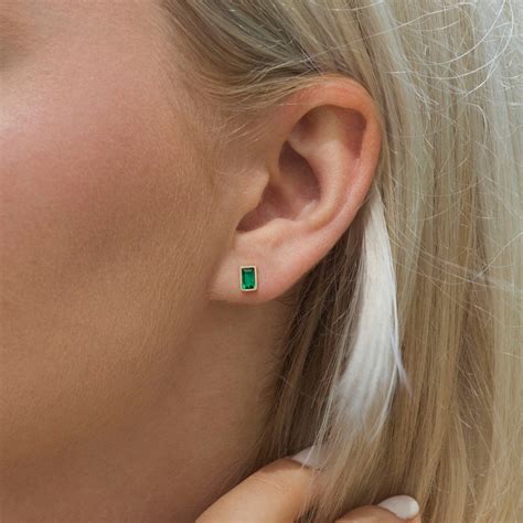 Emerald Earrings Stud Earrings Emerald Earrings Minimal | Etsy