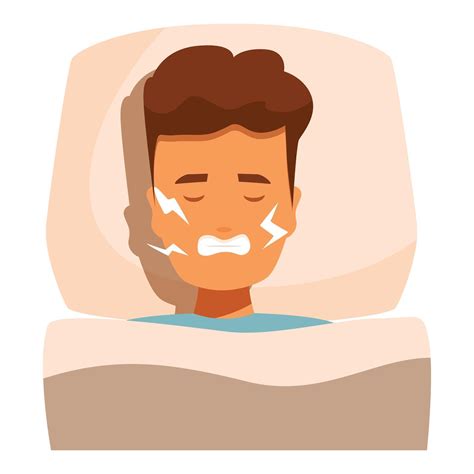 Man grinding teeth while sleeping, bruxism symptom, teeth problems