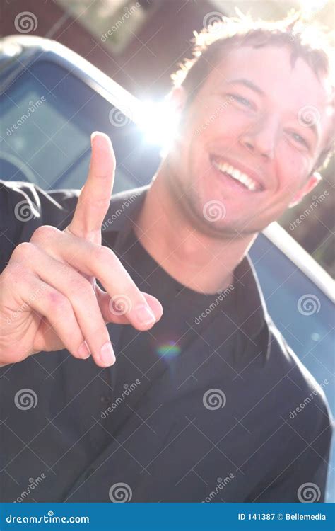 Young Man Gestures with Extended Finger Stock Image - Image of hand ...