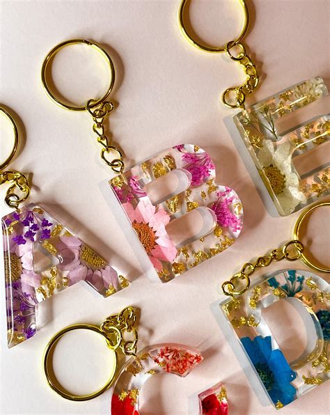 Floral Resin Key Ring Personalised Resin Key Ring Custom - Etsy Australia