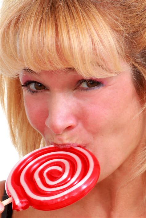 Free photo: Woman enjoying a lollipop - Adult, Licking, White - Free