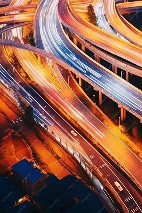 Premium Photo | Aerial top down of multilevel elevated road huge