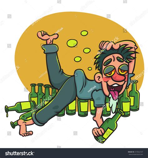 Vektor Stok Cartoon Happy Drunk Man Lying On (Tanpa Royalti) 319562147