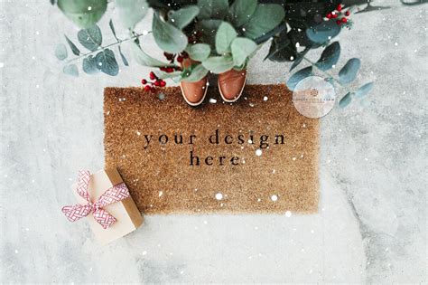 Cute Welcome Mat Mockup Welcome Mat Mockup Personalized Door Mat Winter ...