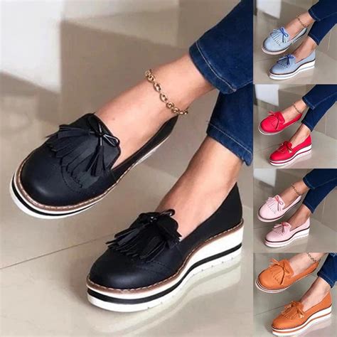 Wazshop Women's Platform Loafer Shoes Wedge Sneaker Comfort Slip on ...