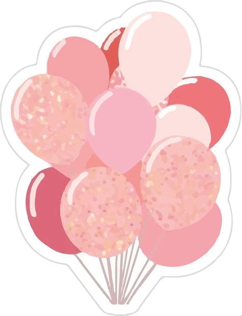 pin  terry wood  card birthday birthday stickers pink balloons