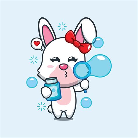 bunny blowing bubbles cartoon vector illustration. 25561397 Vector Art