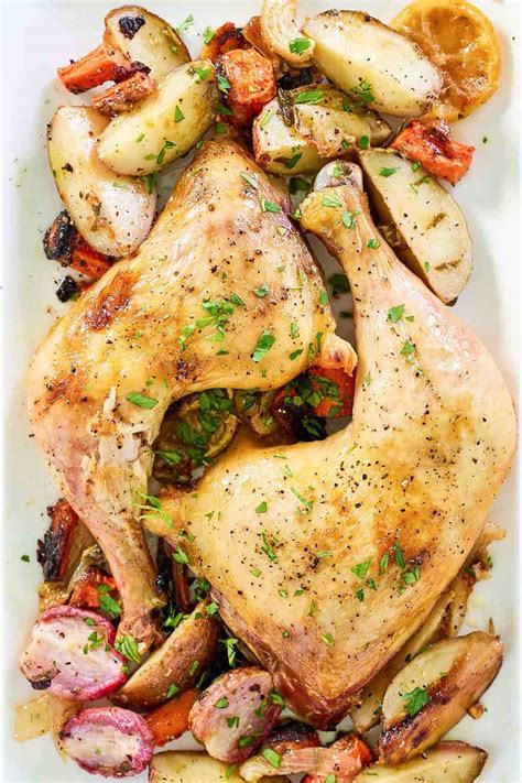 Easy Baked Chicken Leg Quarters with Vegetables - CopyKat Recipes