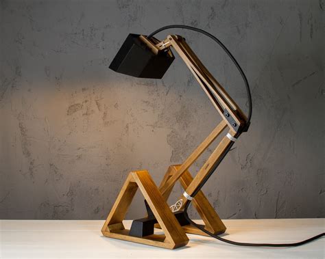 Futuristic Desk Lamp, Wooden Articulated Light, Desk Lighting, Wooden ...