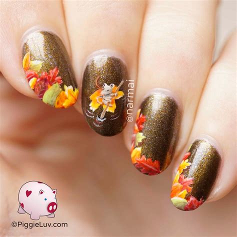 falling leaves nail art 1