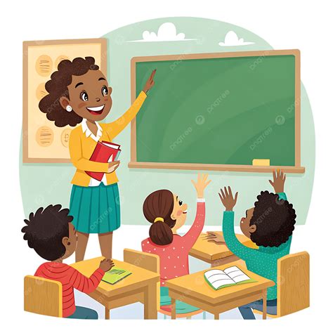 Cartoon Of Classroom With Teacher