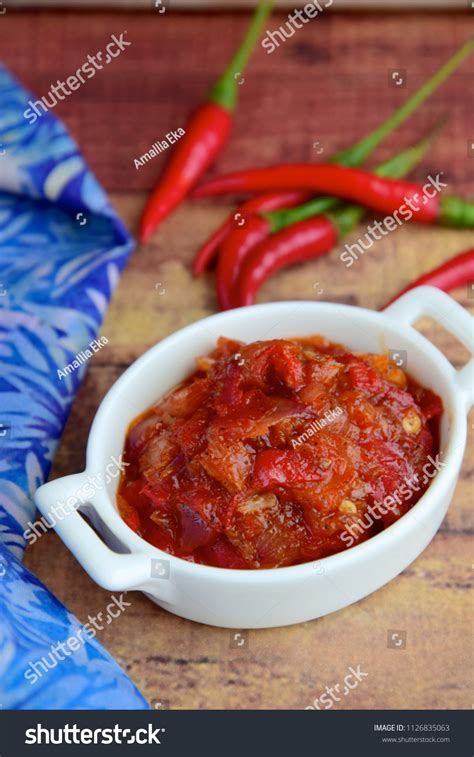 sambal traditional indonesian chili sauce paste stock photo