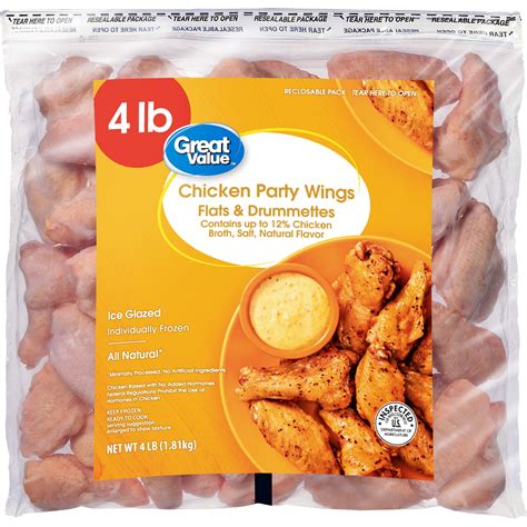 Great Value All Natural Chicken Wing Sections, 4 lb (Frozen) - Walmart