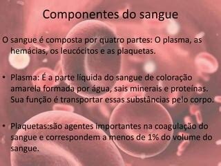 Parte Liquida Do Sangue - O sangue (tipos, componentes e doenças) | PPTX