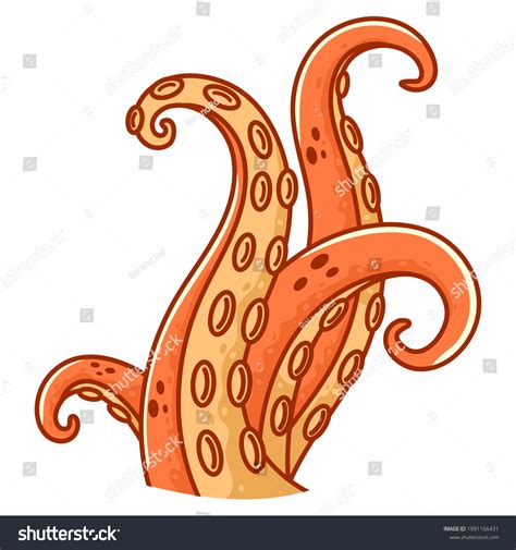 Octopus Tentacles Vector Cartoon Illustration Isolated Stock Vector