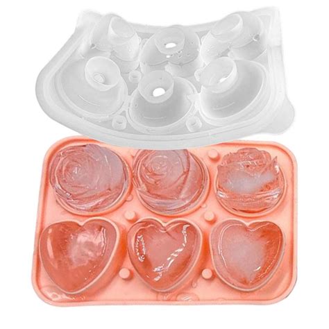 Tohuu Whiskey Ice Cubes Mold Easy Release Silicone Flower Ice Cube ...