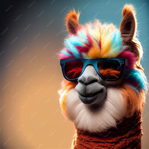Cute Alpaca animal with colorful hairs | Premium AI-generated image