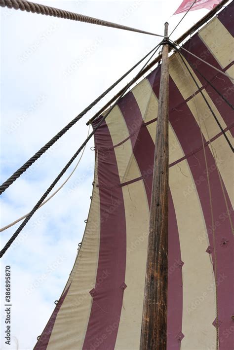 Viking ship mast and sail Stock Photo | Adobe Stock