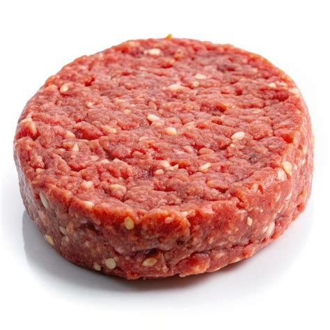 raw ground beef hamburger patty isolated  white background generative