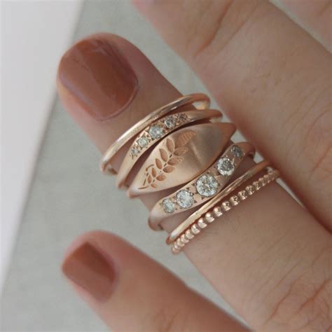 Leaf Wedding Ring, Gold Leaf Ring, Rose Gold Ring Set, Woodland Wedding