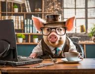 pig desk computer cartoon  stock photo public domain pictures