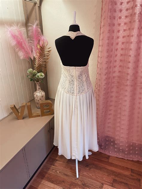 Halter Neck Wedding Dress, Chiffon, Lace, Halter Short Wedding Dress