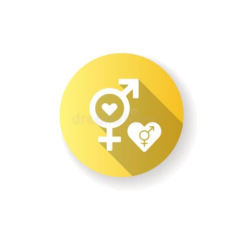 bisexual symbol yellow flat design long shadow glyph icon stock vector
