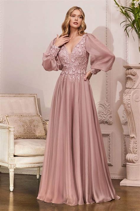 Ladivine CD0183 - Floral Embroidered V-Neck Formal Dress – Couture Candy