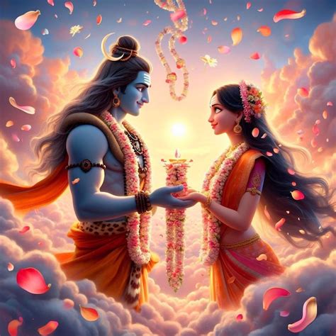 Premium Photo | Shiva and parvati divine love