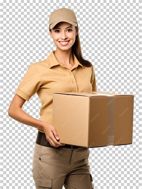 Premium PSD | UPS Delivery Woman Isolated on Transparent Background