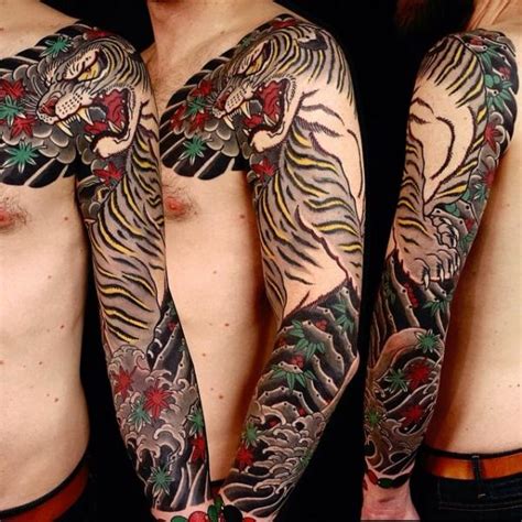 Japanese Tiger Sleeve Tattoos