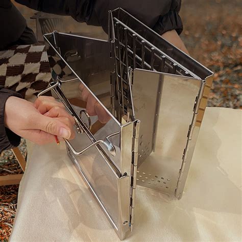 Outdoor Camping Wood Stove Portable Camping Hiking Backpacking Stainless Steel Burning Stove ...