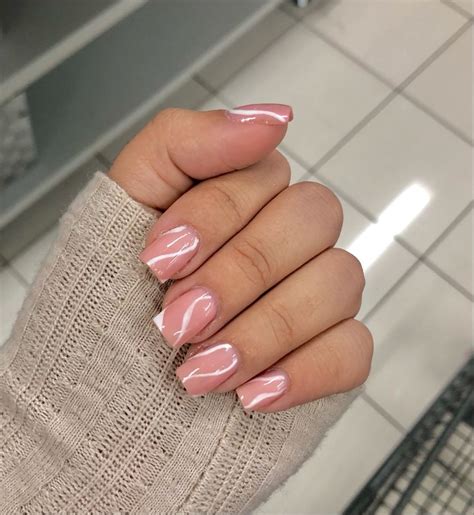 BIAB white abstract gel short nails | Builder gel nails, Short acrylic ...