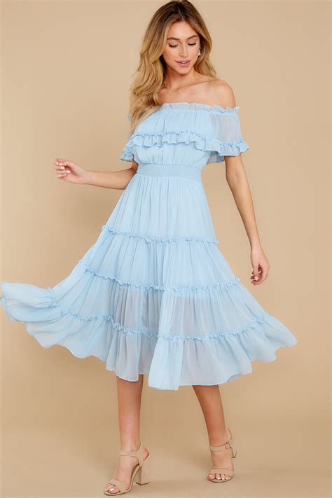blue pattern midi dress