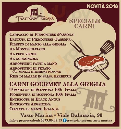 Menù Trattoria Toscana, Vasto - specialità e piatti del Menu carne