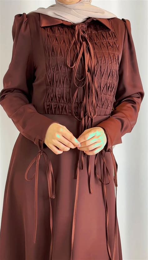Fatima Satin Dress - Cinnamon – Kassima Modesty