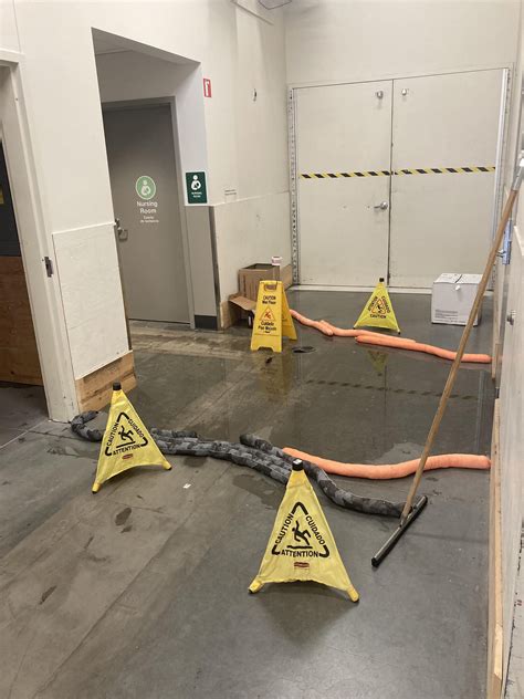 Sewage backup in our backroom. Break room, TM bathroom, conference room