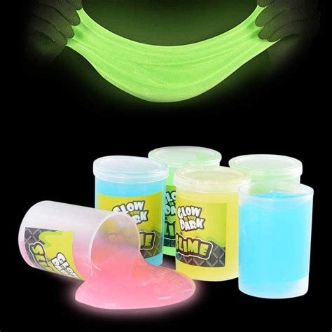 Kicko Glow in The Dark Slime - 6 Pack - Assorted Neon Colors - Glowing