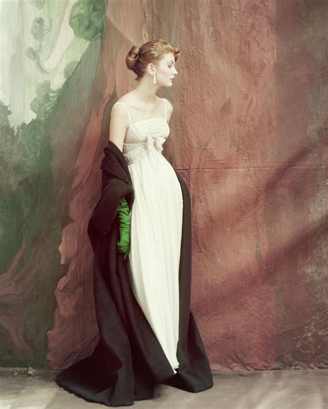 A Model Wearing A White Dress Photograph by John Rawlings - Fine Art ...