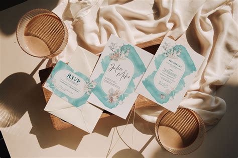 Corals Beach Wedding Invitation Suite Wedding Invitation Tropical Beach