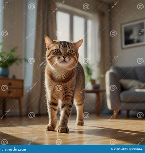 A Cute Cat Being Naughty at Home. Stock Illustration - Illustration of