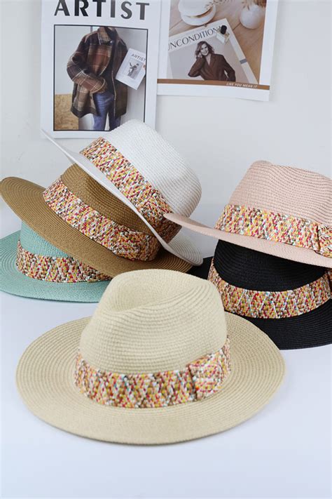 multi color strawband straw hat mh hana wholesale