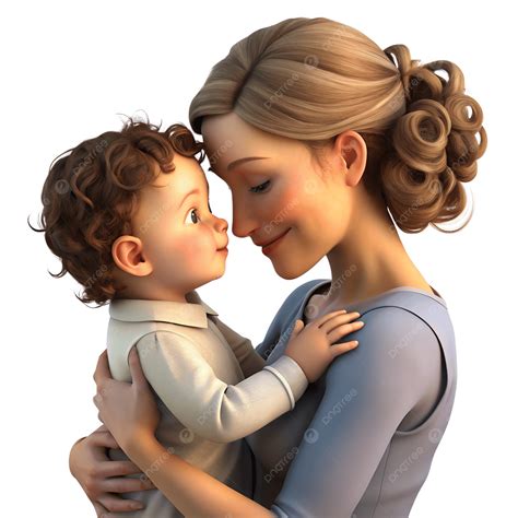 Mother And Son Cartoon Clipart Illustration, Mother Child Love, Cartoon