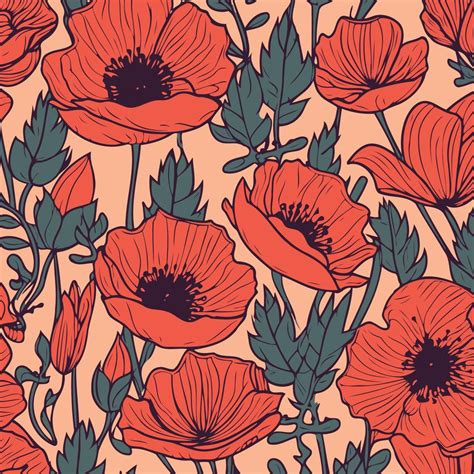 Red poppy flowers background 22274903 Vector Art at Vecteezy